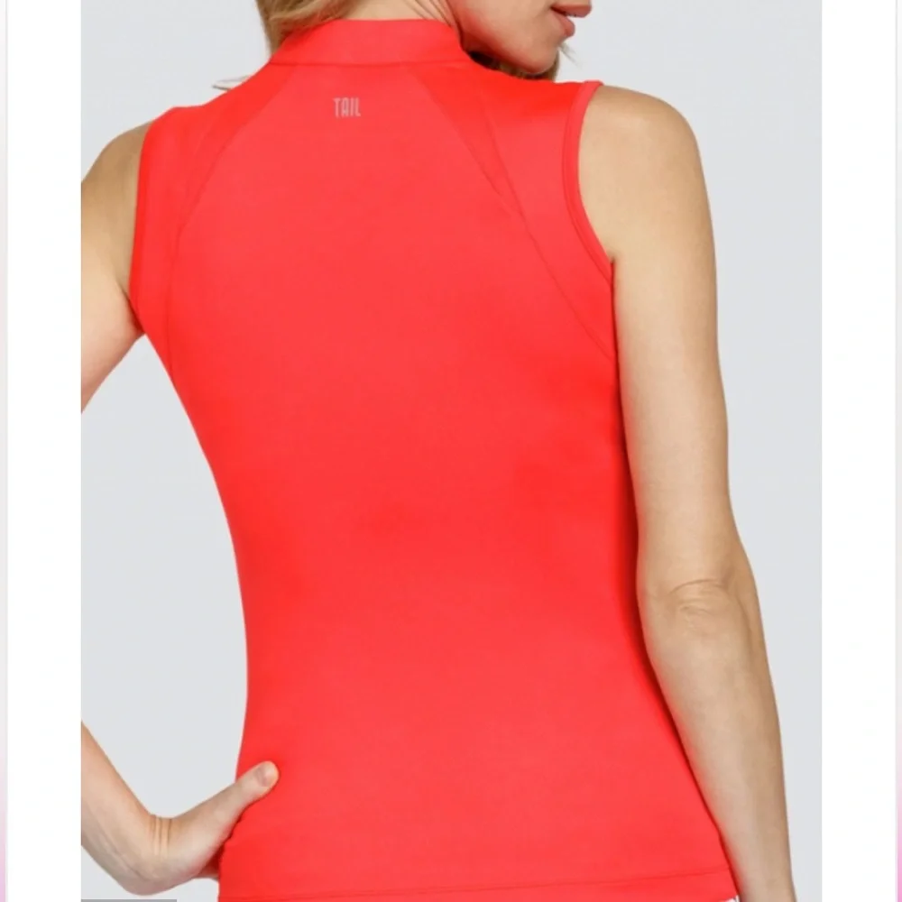 Tail Activewear Ladies Sandria Sleeveless Zip Golf Shirt L Flamenco NWT In Pkg_2